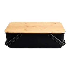 Bread Keeper for Bread, Bun, Bagel, Loaf Bakery Space Saving Cafes Bread Box Black