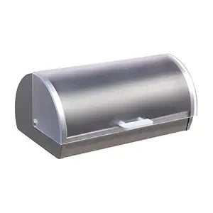 Shoppers Hub PNQ SS Rectangle Bread Box with Translucent Front Cover | Countertop Storage Container for Bakery Goods Loaves Pastries for use in Bakeries, Cafes, Hotels & Homes (Size: 39x28x18.5cm)