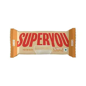 SuperYou Cheese Protein Wafer Bars (Pack of 1)|10g Protein, 3g Fiber, No Added Sugar|Yeast Fermented Protein|Energy Bars|Crunchy Wafer Bar|100% Vegetarian|No Palm Oil|40g