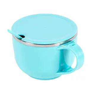 Zaib Stainless Steel Soup Bowl with Lid & Spoon Holder Souptok, Coffee Mug Lid & Spoon Coffee Mug Cup for Tea, Coffee, Milk, Best Diwali Gift (Sea Green)