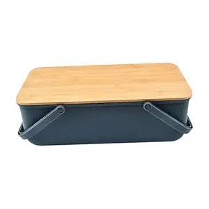 CALANDIS Bread Keeper for Bread, Bun, Bagel, Loaf Bakery Space Saving Cafes Bread Box Navy