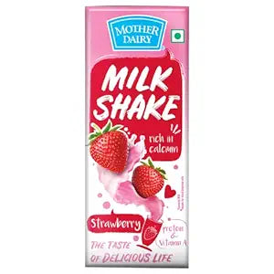 Mother Dairy Strawberry Milkshake, 180ml.