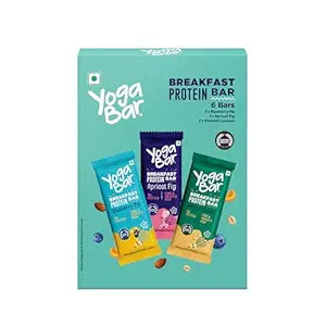 Yogabar Breakfast Bars Variety Pack | Daily Protein Snack | High Energy & Nutrition Bars | 8g Protein & 7g Fibre Protein Bars | Pack of 6 Protein Bar x 45g | No Preservatives