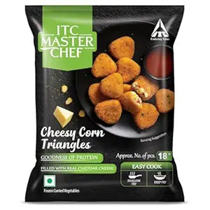 ITC MASTER CHEF Cheesy Corn Triangles Nuggets with Cheddar Cheese, Veg Frozen Snack, Ready to Cook, 320g