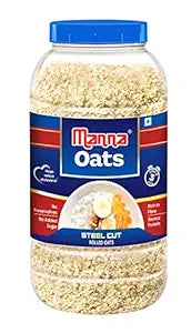 Manna Instant Oats 1Kg Jar - White Oats High in Fibre and Protein. 100% Wholegrain Oats