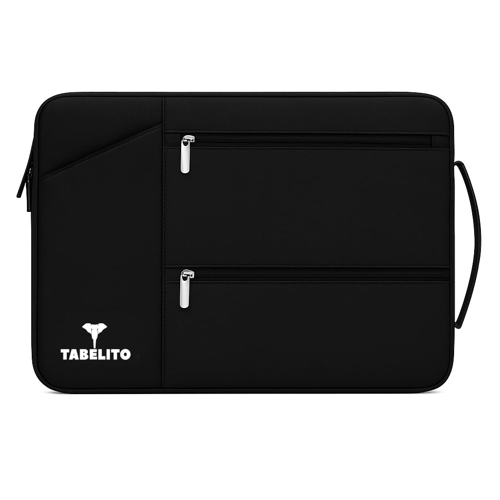 Tabelito® Hybrid Polyester Laptop Bag Sleeve Case Cover Pouch for 14 inches 35cm Laptops for Men & Women/Waterproof (Black)