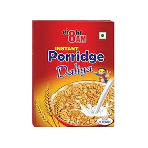 8AM Instant Wheat Porridge (Dalia), 200g, Rich in Protein & Fiber, Nutritious & Healthy Breakfast Cereals, Essential for Good Health, Natural Whole Wheat Daliya Improves Digestion
