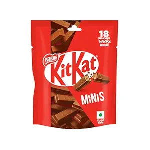 KIT KAT Minis, Choco Coated Wafer Bar, Share Bag, Miniature Pouch, 18 X 7.4 gm | 133.2 g/118.4 g (weight may vary)