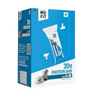 MuscleBlaze 20g Protein Bar (Cookies & Cream, Pack of 6) | Protein Blend, Healthy Protein Snacks | For Energy & Fitness