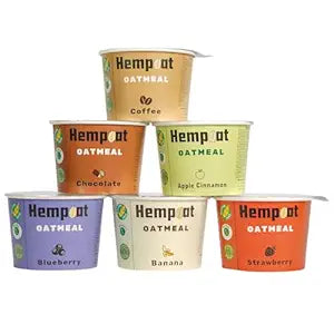 Hempoat Variety Pack Gluten Free Oatmeal Cups| With Super Seeds and Real Fruits | No Artificial Anything On The Go Breakfast | Healthy High Protein Instant Oatmeal (Pack of 18)