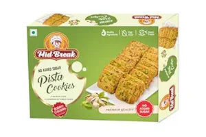 Midbreak Pista Delight Biscuits - 300gm (Pack Of 1) | Cookies With No Added Suagr & Infused With Rich Pistachios | Low GI, Gut-Friendly And High in Fiber - Your Healthier Snacking Choice! - Pack Of 1