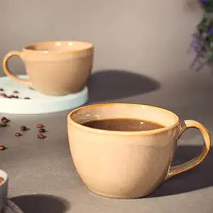 Saras Aajeevika 2 Pc Handmade Ceramic Soup Cup with Handle|Serving Maggi Soup Mug Cereal Serviing Jumbo Bowls for Kitchen Mixing Cups Coffee Mug Tea Cup Microwave & Dishwasher Safe Return Gift Items