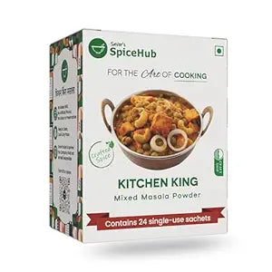 Saver's SpiceHub Kitchen King Mixed Masala Powder, 24 Single-Use Sachets, Premium Blend of 17 Spices