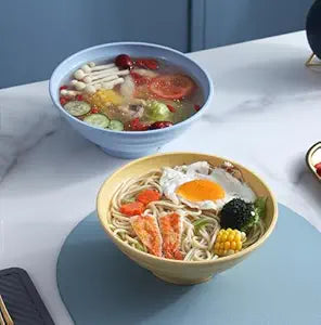 Takositio Wheat Straw Ramen Bowl Sets Large Noodle Bowls Set Asian, Chinese, Japanese Microwave and Dishwasher Safe Snack for Kids & Adults |Perfect Cereal, Salads, Soup (1500ml, Random, Set of 2)