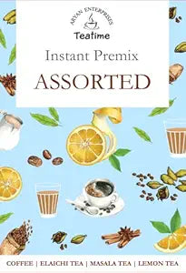 Instant Premix Assorted Box | ELAICHI TEA | MASALA TEA | LEMON TEA | COFFEE |10 sachets | Instant Coffee Tea |140 Gms (10 * 14Gms) |