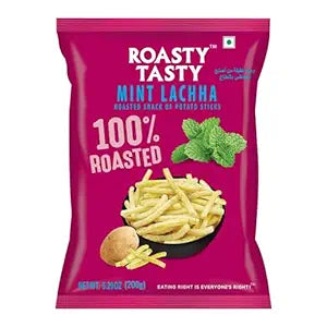 Roasty Tasty Minty Lachha | Roasted Potato Sticks | Healthy Snacks | Roasted Namkeen Snack | Guilt Free | Diet Chiwda | Rich in Protein | Perfect Snack for All Occasions | Potato Flakes | 200g