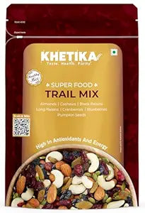 Khetika Trail Mix 200g | 7 Superfood in 1 Mix | Dry Fruits & Seeds Mixed pack, Energy Power Pack Contains Almonds, Cashews, Cranberries,Black Raisins, Long Raisins, Pumpkin Seed, Blueberries