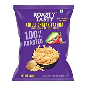 Roasty Tasty Chilli Chatak Lachha | Roasted Potato Sticks | Healthy Snacks | Roasted Namkeen Snack | Guilt Free | Diet Chiwda | Source of Protein | Perfect Snack for All Occasions | Potato Flakes | 200g