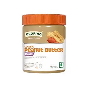 CROPINO Classic Peanut Butter Creamy (350g) | Made With Roasted Peanuts | Gluten Free Peanuts Butter | 26g High Protein Peanut Butter | Cholesterol Free | Non-GMO | Ready To Eat | Vegan