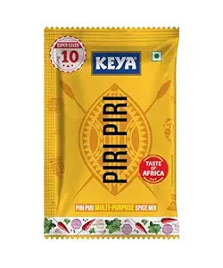 Keya Piri Piri 8g sachet | Peri Peri | Exotic Spice Mix | Multi-purpose Seasoning | Zero Artifical Colours | No Added MSG | Instant Seasoning Mix |Marinade Mix, Dip Mix, Sprinkler| Perfect for Fries, Sweet Corn, Makhana, Papad, Khichdi | Pack of 20