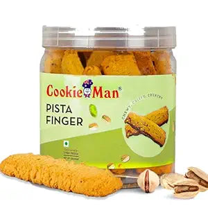 CookieMan Pista Biscuit Fingers – 250g | Eggless Gourmet Pistachio Cookies, Crispy & Buttery | Perfect Tea-Time & Coffee Snack, Ideal for Gifting & Anytime Indulgence