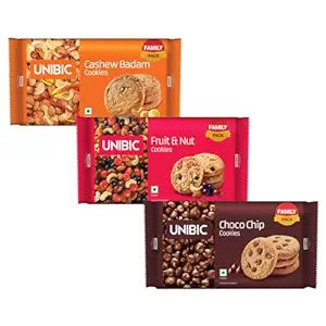 Unibic Foods India Pvt LTD Assorted Cookies |Fruit & Nut, Cashew Badam, Chocochip | Combo Gift Pack | Pack of 3 | 900 Gm