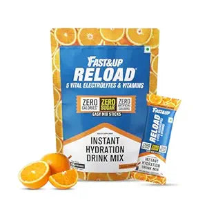 Fast&Up Reload Zero Sugar Instant Hydration Mix - Orange Rush | Electrolyte Powder | Pack of 15 | Travel Friendly