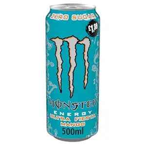 Monster Energy® Ultra Fiesta® Mango Carbonated Energy Drink | L-Carnitine + Taurine + Zero Sugar, 16.91 fl oz ℮ 500 ml