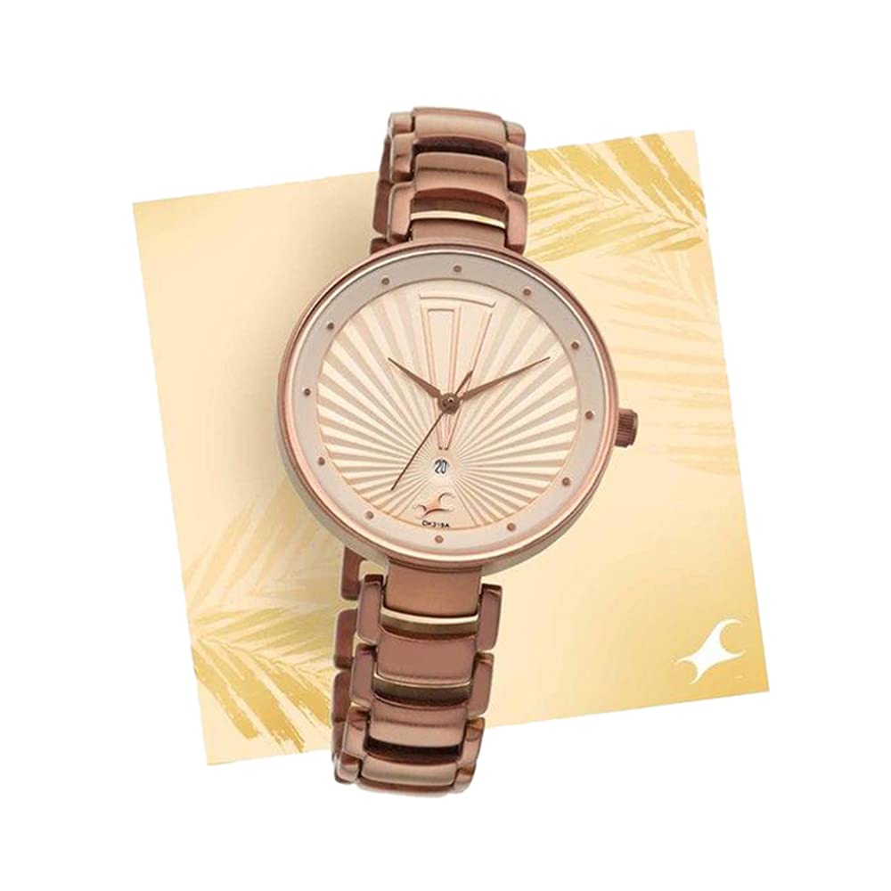 Giordano Elegant Square Rose Gold Watch for Women – Crystal & Roman Hour Markers, Day-Date Display, Stainless Steel Strap