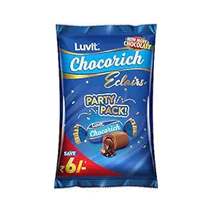 LuvIt. Chocorich Classic Eclairs Chocolate | Birthday Party Pack | 78 Eclairs, 390gm