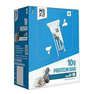 MuscleBlaze 10g Protein Bar (Cookies & Cream, Pack of 6) | Protein Blend, Healthy Protein Snacks | For Energy & Fitness