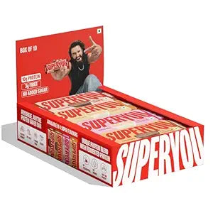 SuperYou Assorted Protein Wafer Bars (Pack of 10)|10g Protein, 3g Fiber, No Added Sugar|Yeast Fermented Protein|Energy Bars|Crunchy Wafer Bar|100% Vegetarian|No Palm Oil|400 G