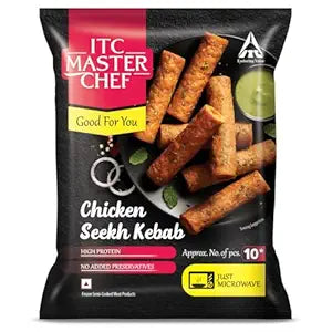ITC MASTER CHEF Chicken Seekh Kebab, Non-Veg Frozen Snack, Ready to Cook, 500g