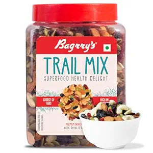Bagrry’s Trail Mix 1kg | 7 in 1 Superfoods | California Almond | Cashews | Cranberries | Dates | Pumpkin Seeds | Green & Black Raisins | High Protein | Fibre-Rich | Oil-Free | Non-Salted | Healthy Snack for Anytime Energy