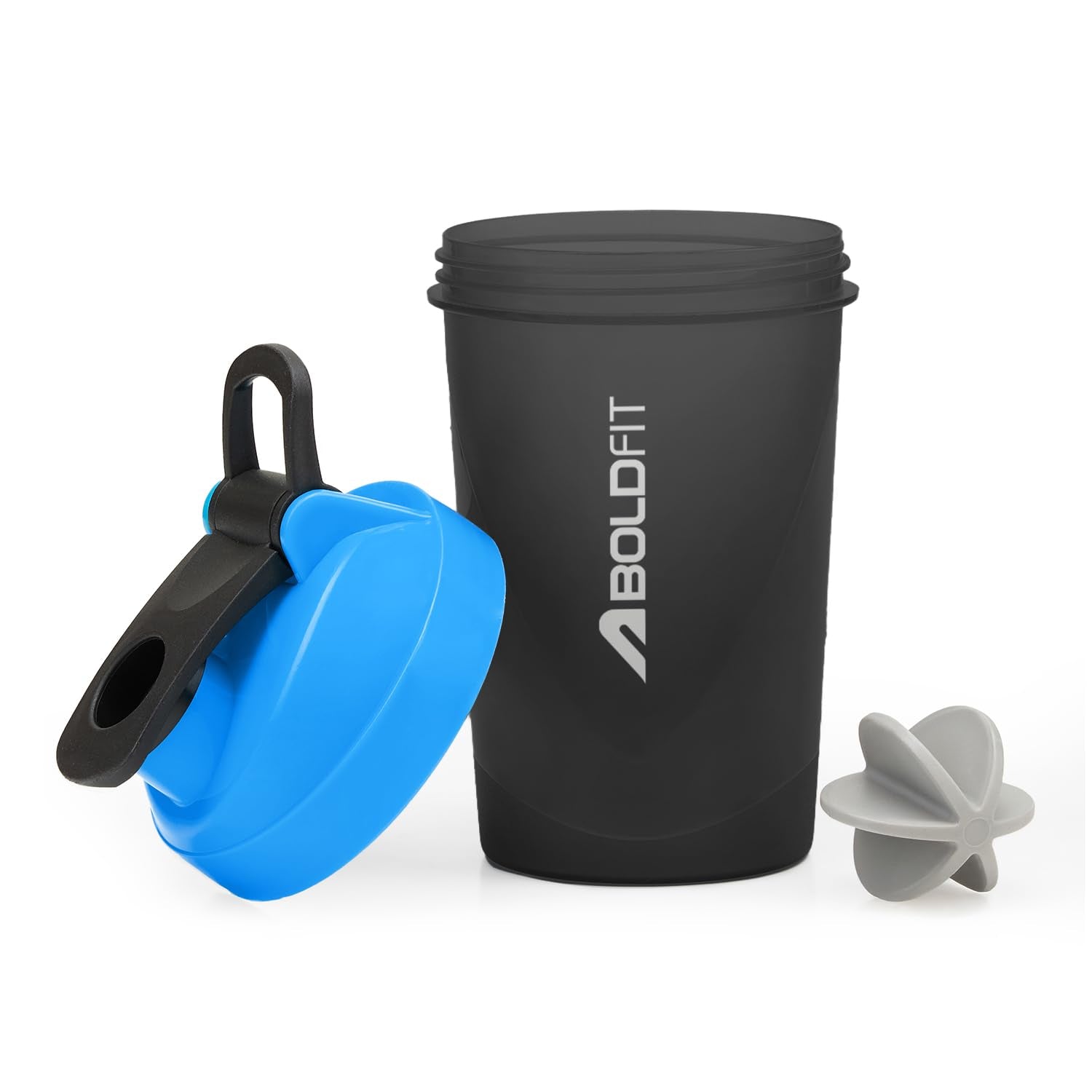 Boldfit shaker for gym leakproof gym shaker bottle ideal for Protein, Pre Workout, Bcaas sports bottle Workout water sipper for men, Plastic, 500 ML, Blue