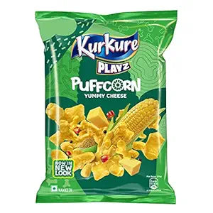 Kurkure Namkeen-Puffcorn (Yummy Cheese) Pouch, 52/55 Gram (Weight May Vary)