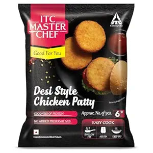 ITC Master Chef Desi Style Chicken Patty, Non-Veg Frozen Snack, Ready to Cook, 330g