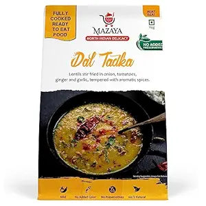 MAZAYA Heat & Eat Fully Cooked Ready to Eat Dal Tadka Masala, Ready to Eat Food with No Added Preservatives, Pure and Natural Tadka Dal (Veg 300Grams)