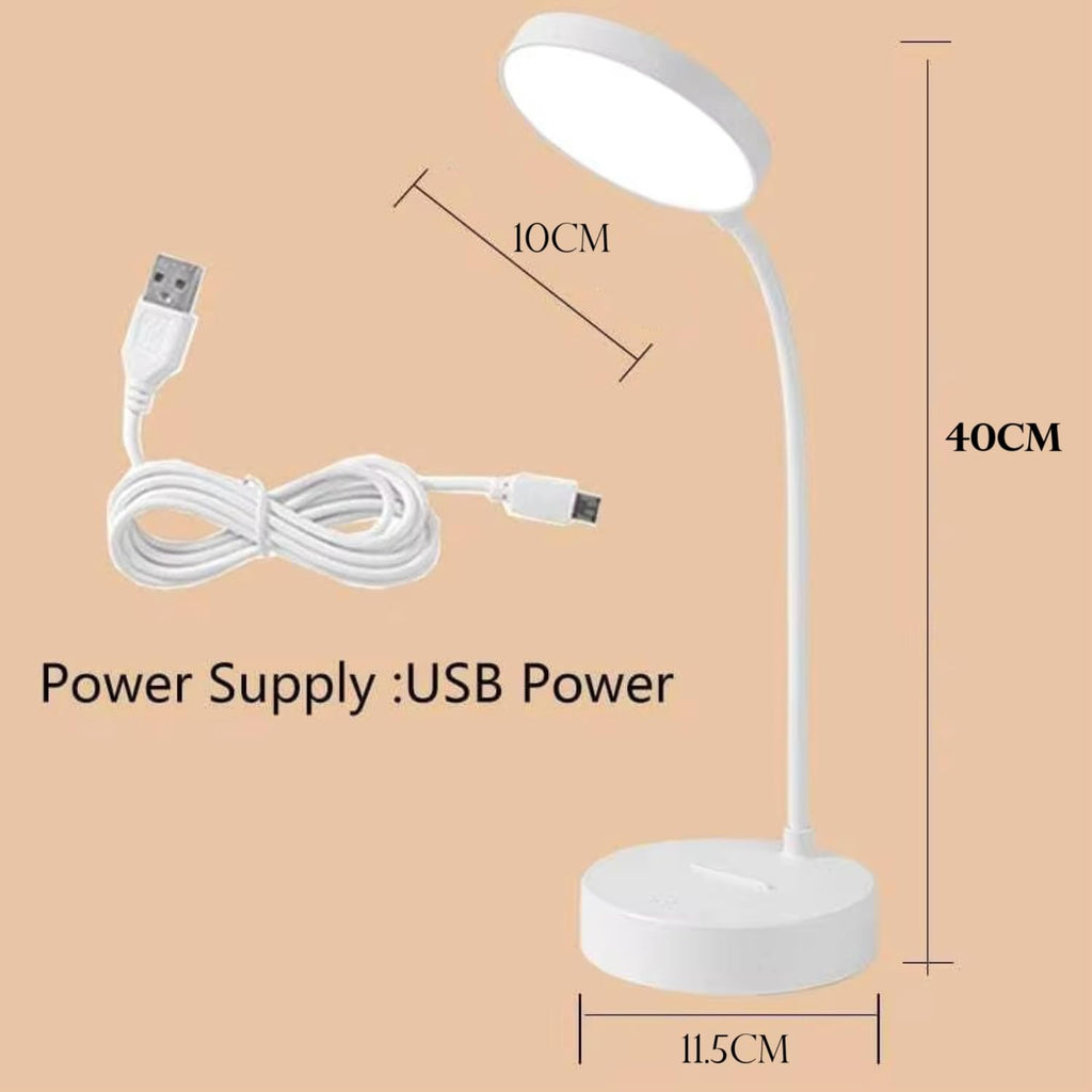 SaleOn Plastic Dual Battery Rechargeable LED Desk Lamp with USB Type-C | 6 Month Warranty | 3 Lighting Modes | Touch Control | Eye Protection | Mobile Holder | Foldable Study & Reading Lamp, White