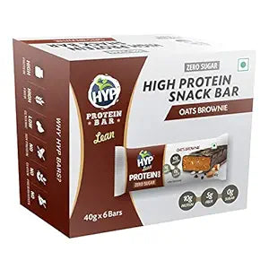 HYP Sugarfree Protein Bar, Oats Brownie (6x40g) | No added Sugar | Triple Blend Protein | 10g Protein Energy Bar | Gluten-free Oats Brownie Protein Bars | Sugarfree Protein Bar | Ready to eat foods