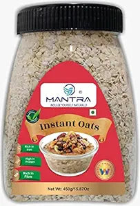 Mantra Instant Oats - 450g (Pack Of 1) | Ready to Cook, Gluten Free Oats with High Fibre | Cereal for Breakfast | Diet Food