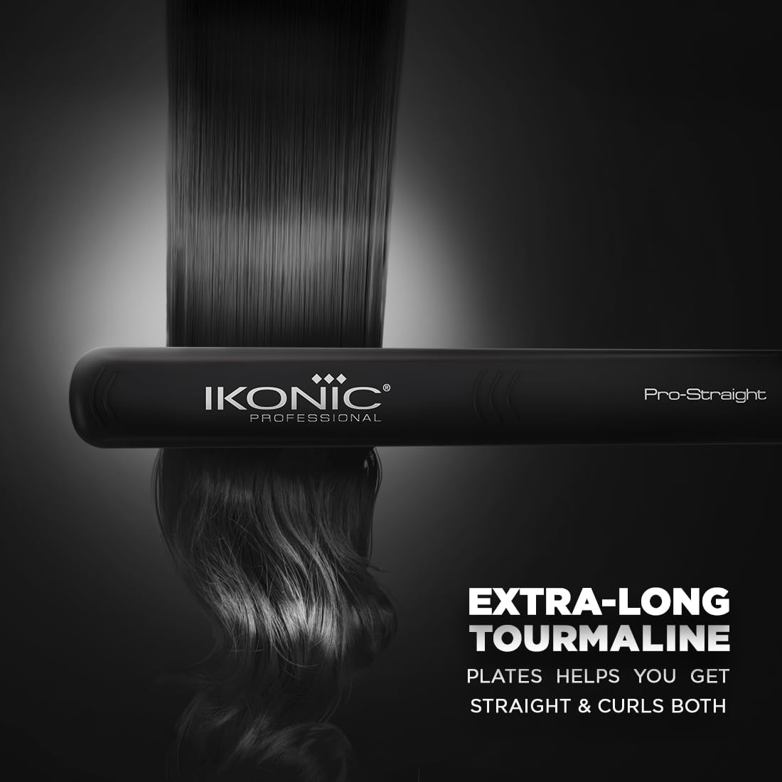 Ikonic Pro Straight Hair Straightener, Black| Floating Ceramic Plates| Nano Titanium Technology| Overheat protection