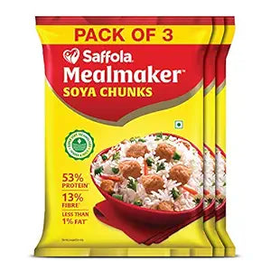 Saffola Mealmaker SOYA Chunks with Supersoft Technology, Tender & Juicy, Pouch 3 x 400gm