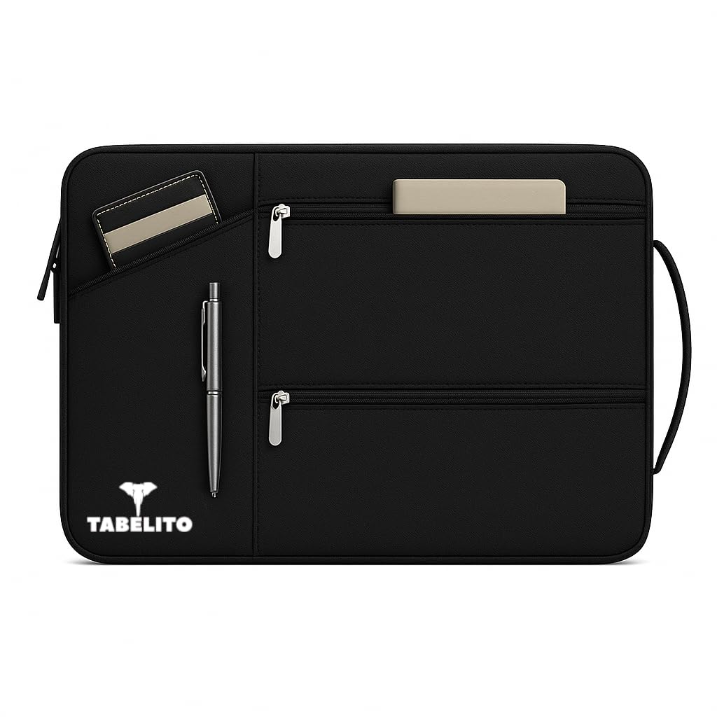 Tabelito® Hybrid Polyester Laptop Bag Sleeve Case Cover Pouch for 14 inches 35cm Laptops for Men & Women/Waterproof (Black)