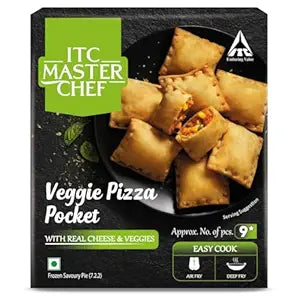 ITC MASTER CHEF Veggie Pizza Pocket, Veg Frozen Snack, Ready to Cook, 340g