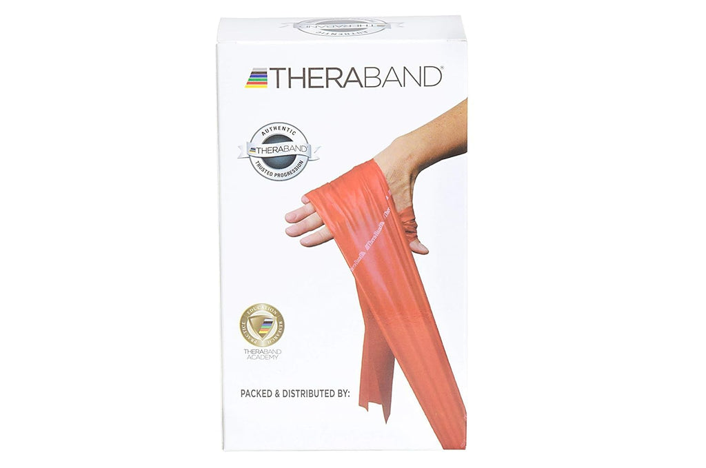 Theraband Medium Resistance Latex Free Exercise Band 5 Feet(Length) x 4 Inches(Width) Red