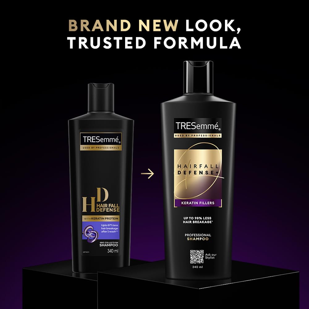 TRESemme Hairfall Defense+ Shampoo 1000ml With Keratin Fillers | Longer and Stronger hair | Prevents Hair Fall due to Breakage | Paraben-Free