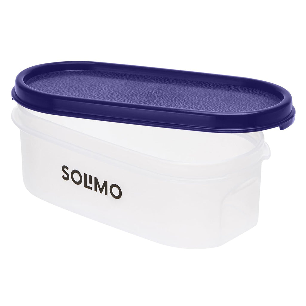Amazon Brand - Solimo Modular Plastic Storage Containers with Lid | Airtight | BPA-Free | Set of 4 | 600 ML (Transparent)