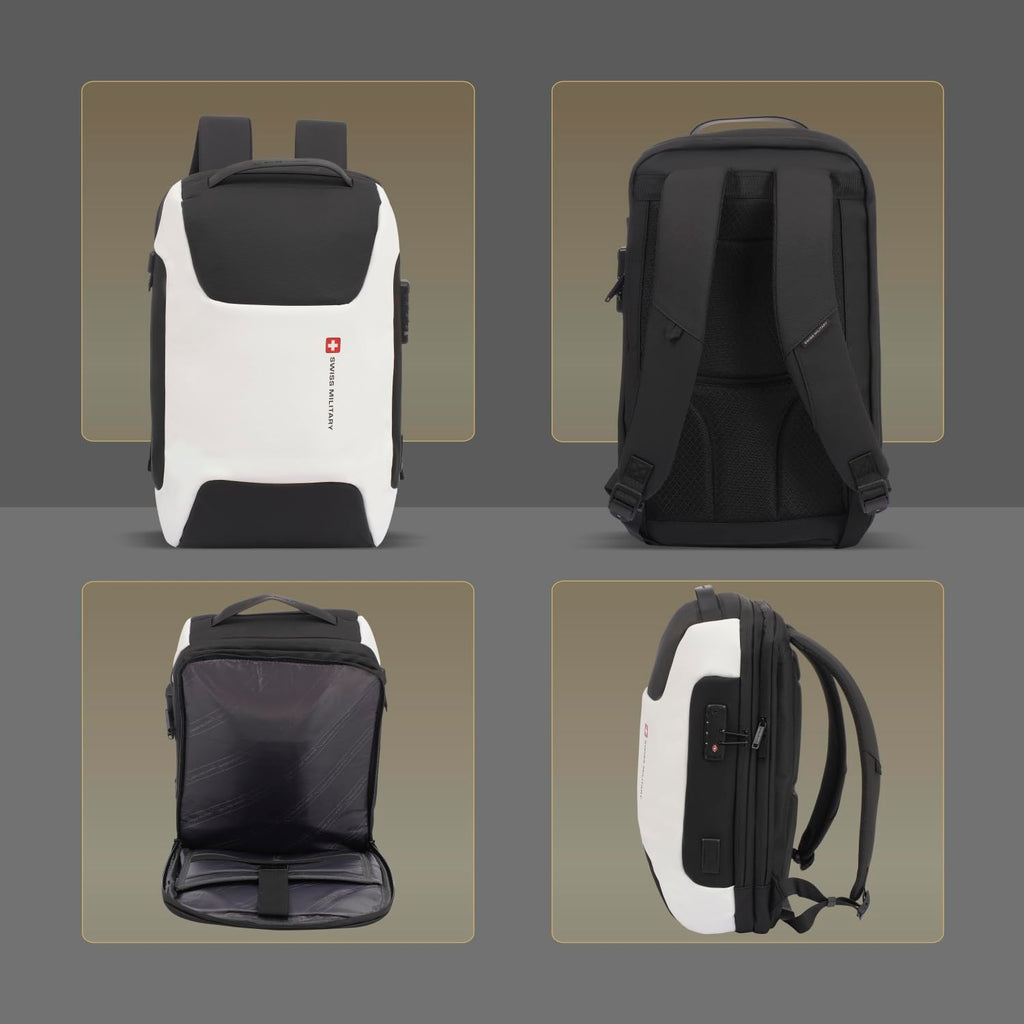 Swiss Military LUKE 23L 15.6" Laptop Backpack for Men & Women, Polyester, Padded Laptop & iPad Compartment, USB A & C Charging Port, TSA Lock, Multiple Quick Access Pockets, Keychain Holder