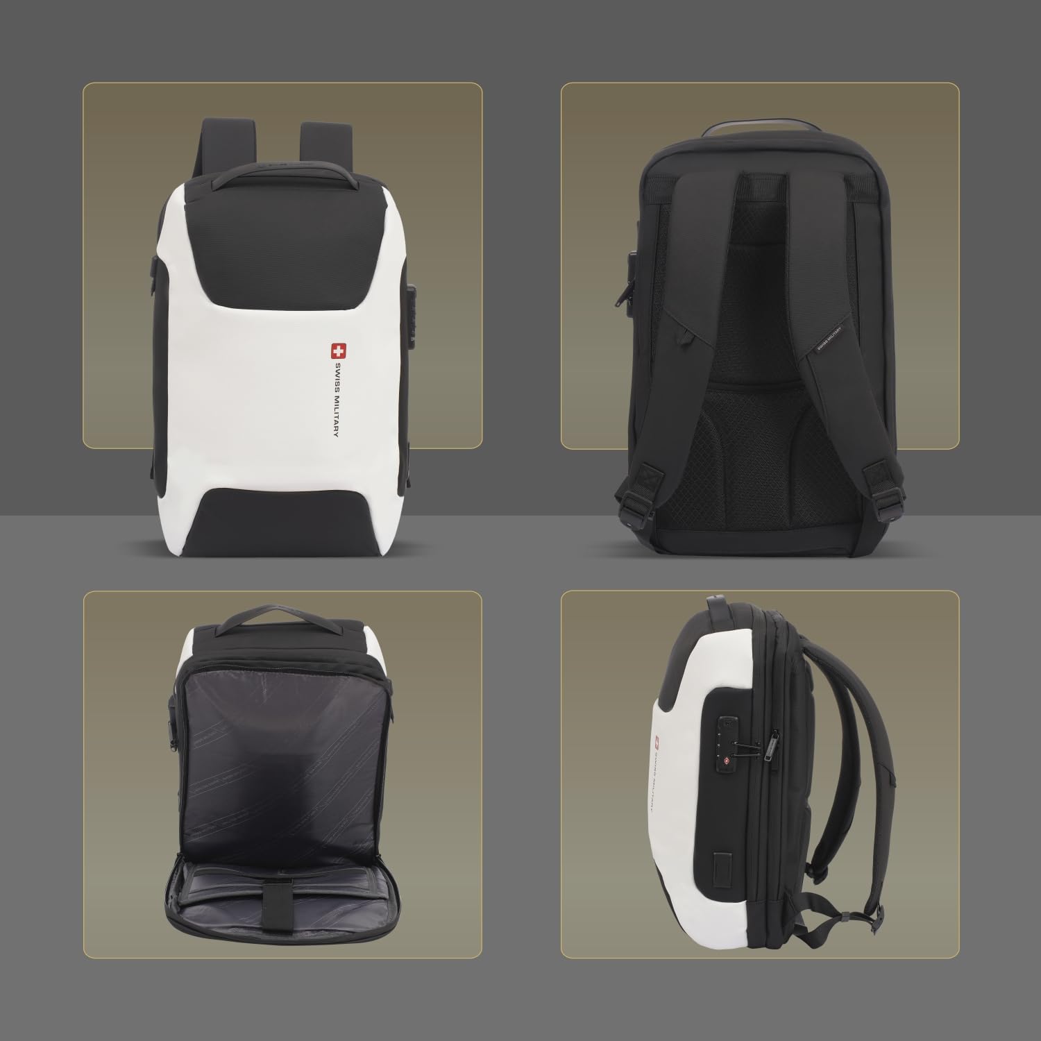 Swiss Military LUKE 23L 15.6" Laptop Backpack for Men & Women, Polyester, Padded Laptop & iPad Compartment, USB A & C Charging Port, TSA Lock, Multiple Quick Access Pockets, Keychain Holder